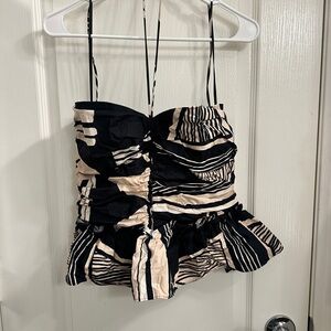 Express Black and Cream Striped Blouse